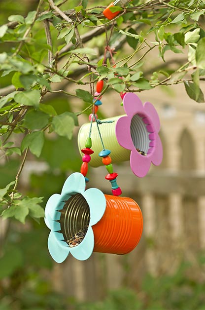 Tin Can Flower DIY Bird Feeders.