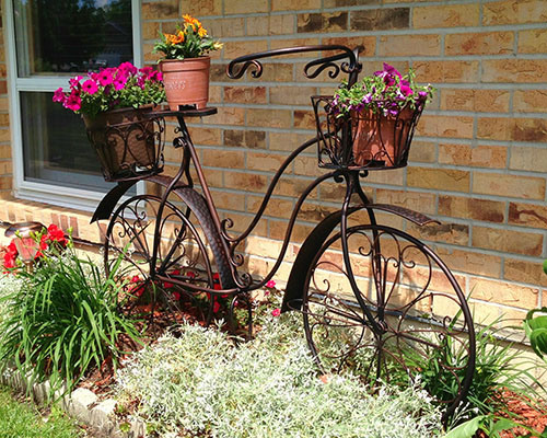 Wrought Iron Bicycle-Shaped Planter.