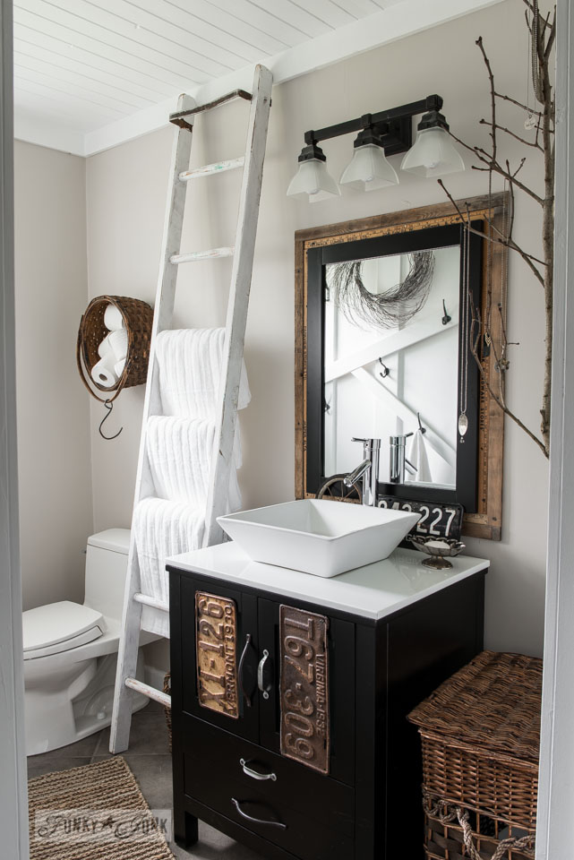 Bathroom and Plank Ceiling.