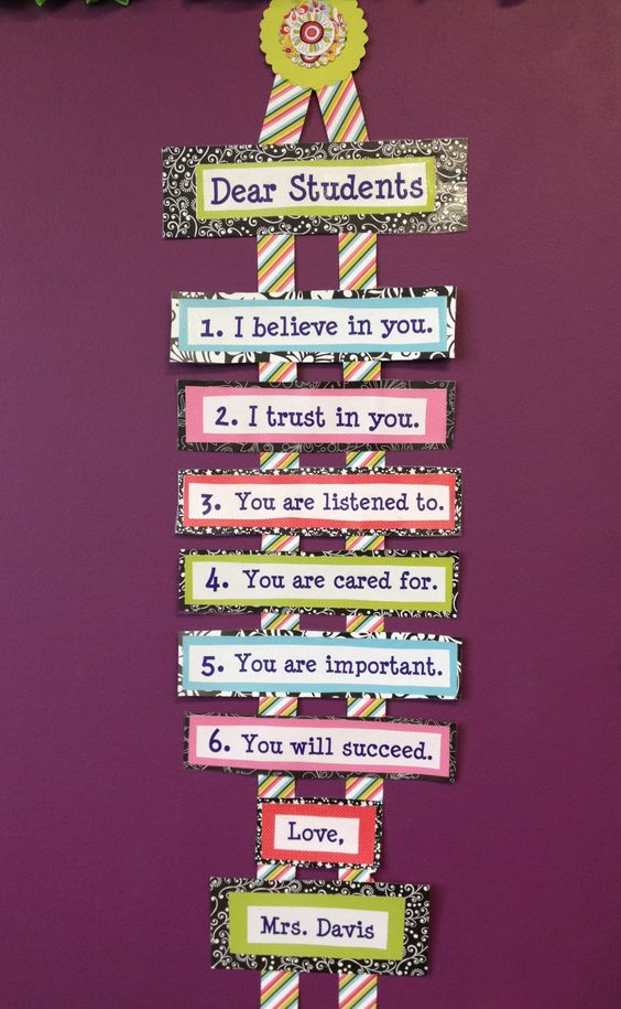 Classroom decor telling students that the teacher is there.