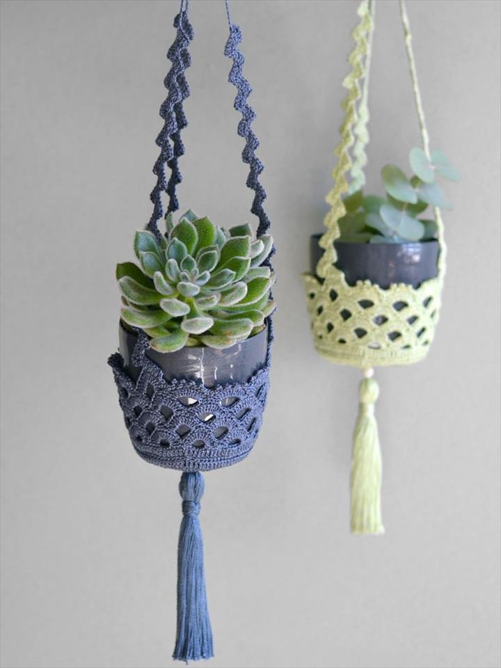 Crochet Succulent Hanger Set.