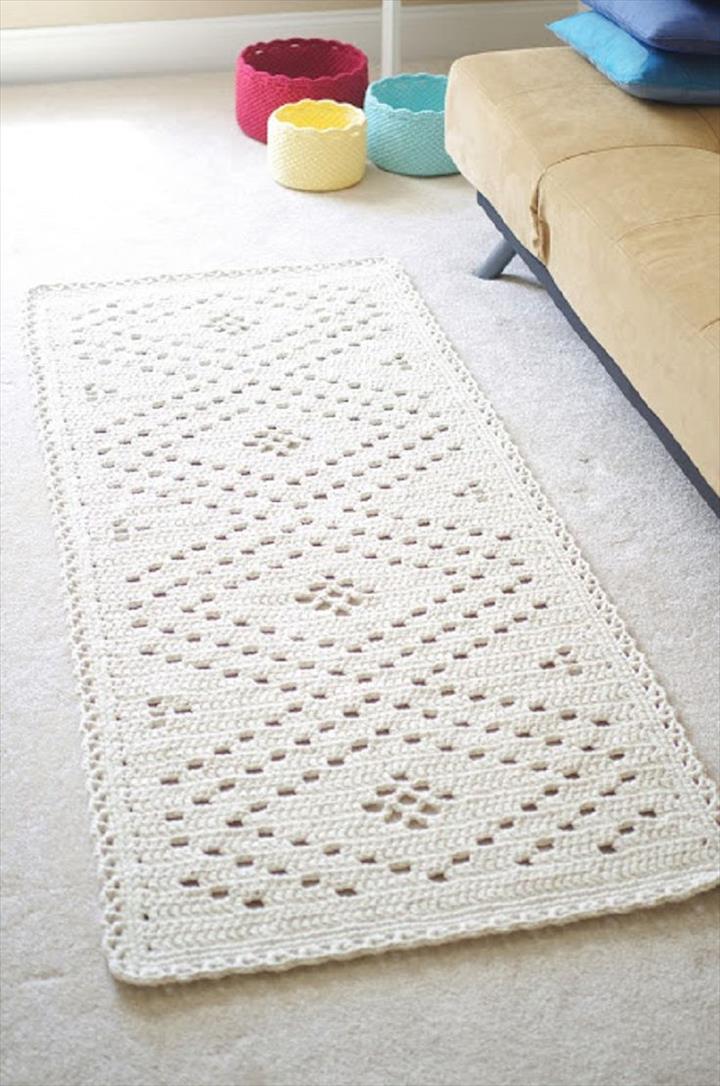 Crochet White Rug.