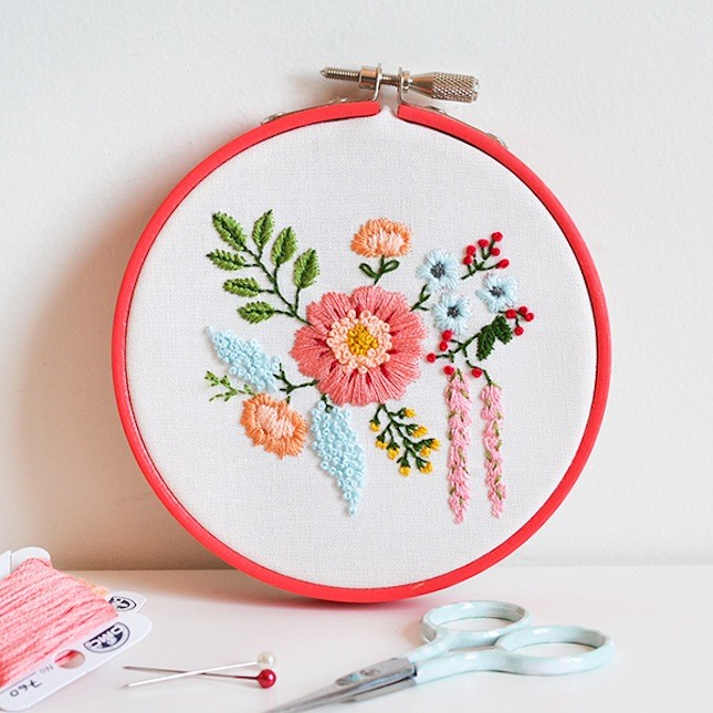 DIY Embroidered Bouquet.