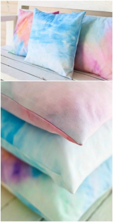 Easy DIY Watercolor Pillows.