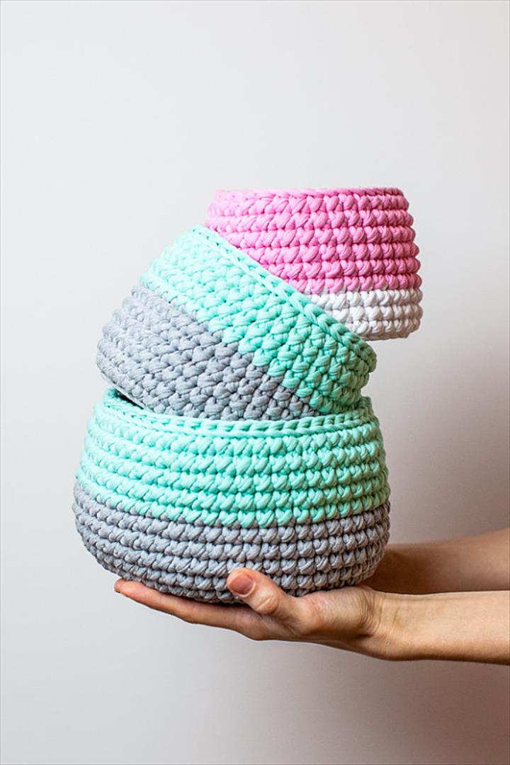 Eco Friendly Crochet Storage Basket.