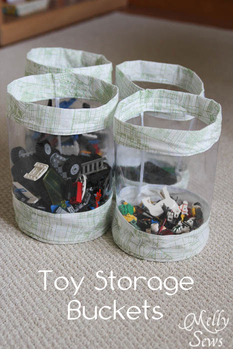 Fabric storage buckets.