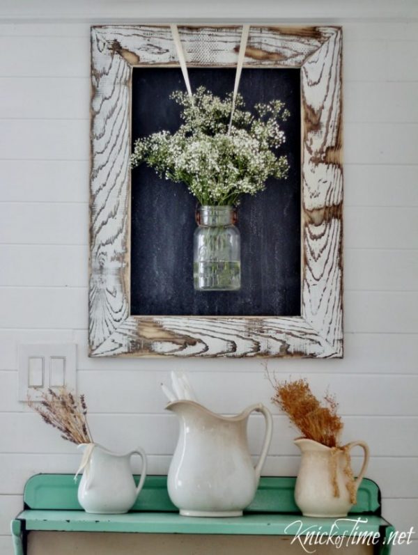 Farmhouse Chalkboard with Rustic Wooden Frame.