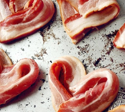 Heart-Shaped Bacon Strips.