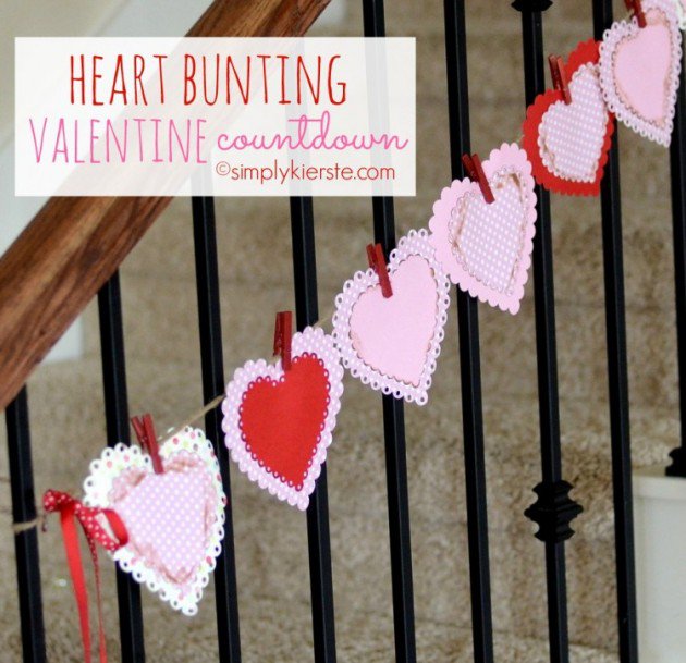 20+ Easy Valentine's Day DIY Projects: Spread Love on a Budget 14 Interesting Heart Bunting Countdown.