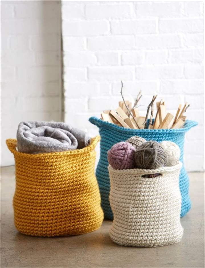 Mega Bulky Crochet Baskets.
