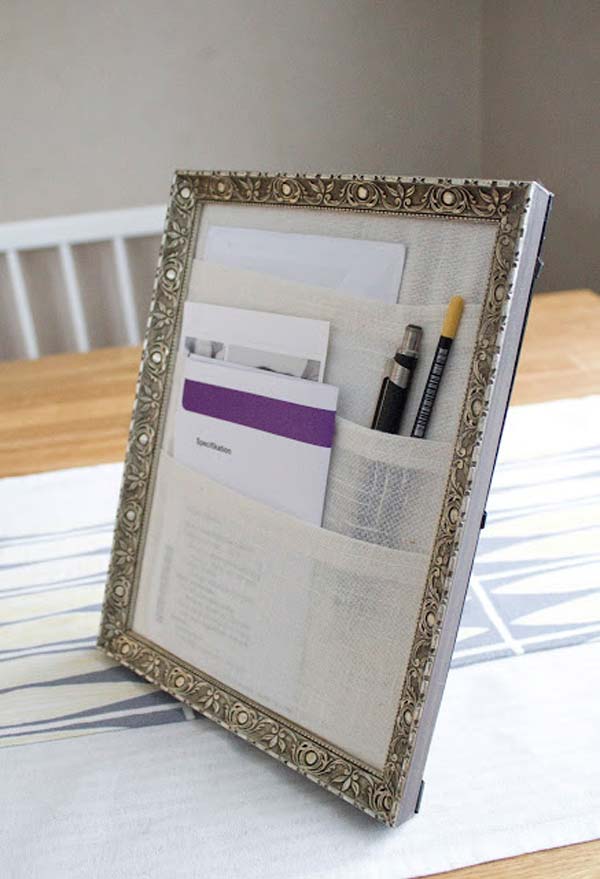 Office Desk Organizer From A Picture Frame.