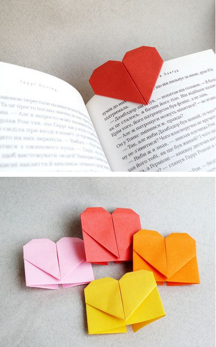 Origami Heart Bookmarks.