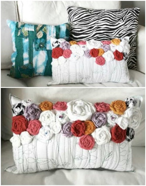 Rustic Recycled Roses Pillow.