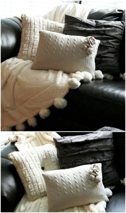 Upcycled Sweater Pillow.