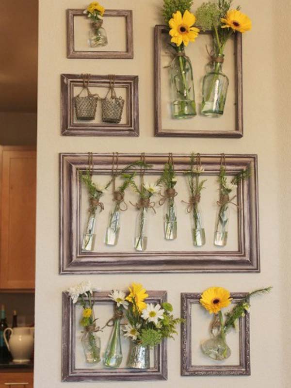 Wall Decor with Old Picture Frames.