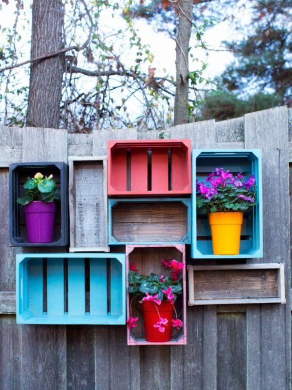 Wood crates with beautiful colors.