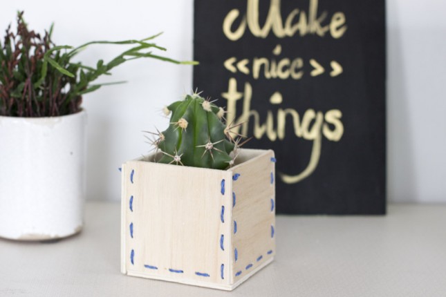 Wooden Stitched Planter.