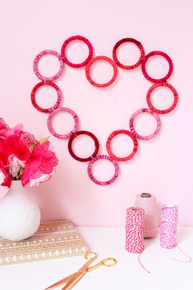 Yarn Heart Wreath.