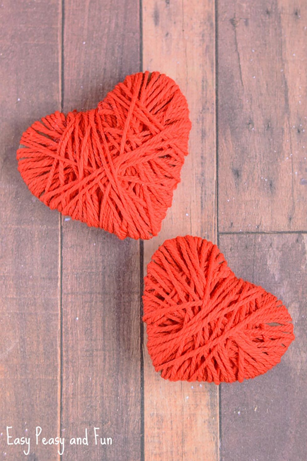 Yarn-Wrapped Hearts.