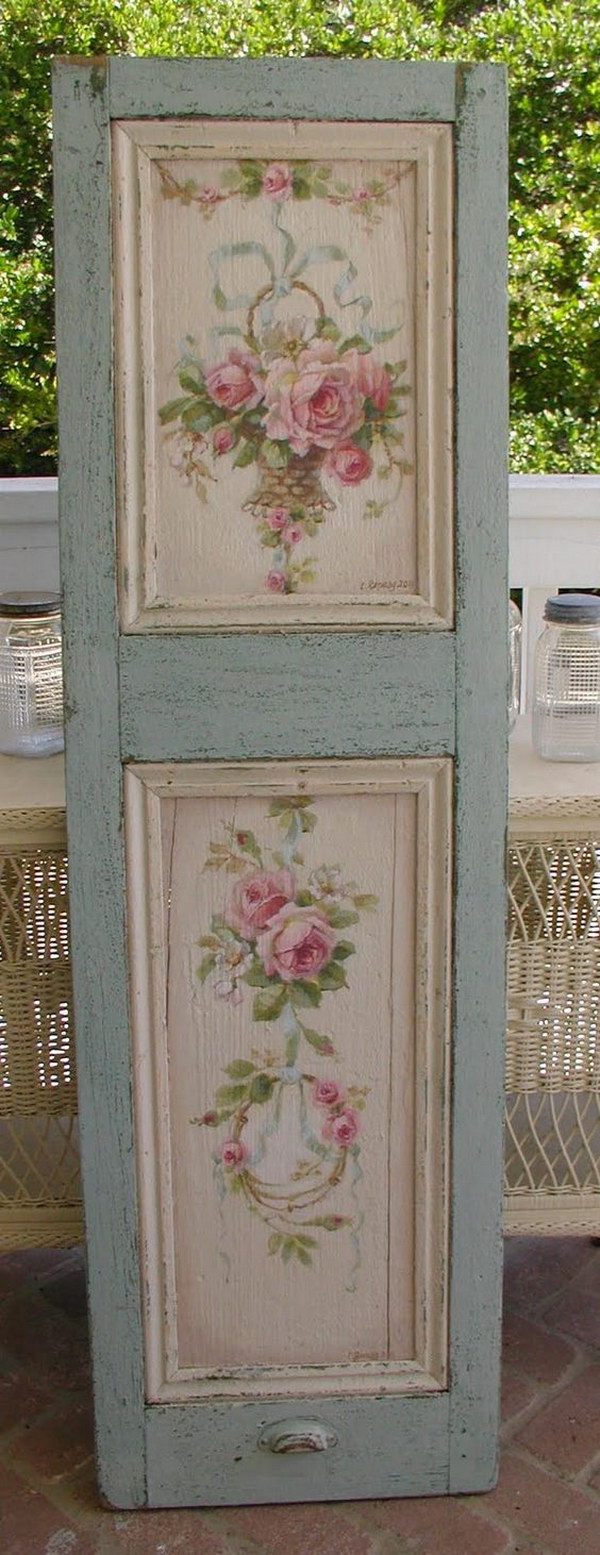 Beautiful Rose-Painted Shutter.