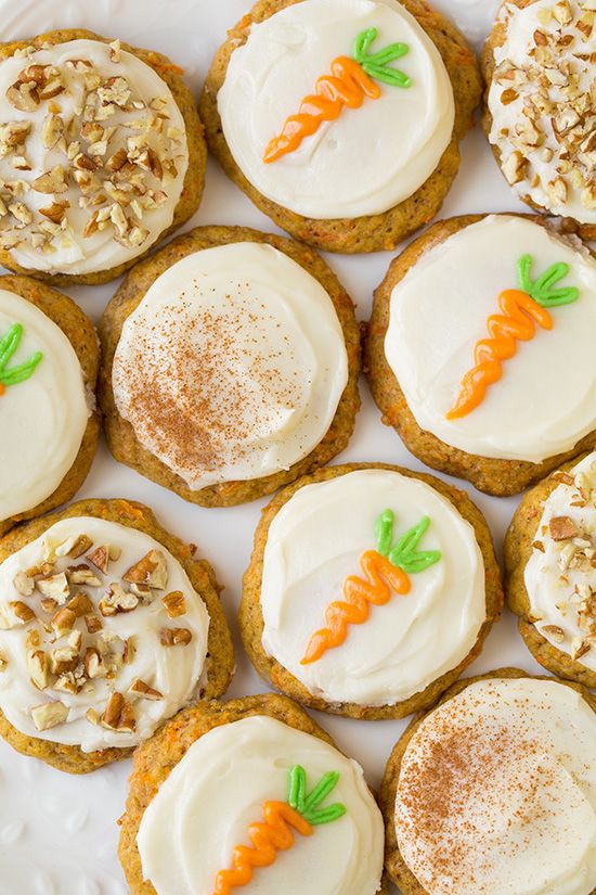 Carrot Cake Cookies with Cream Cheese Frosting.