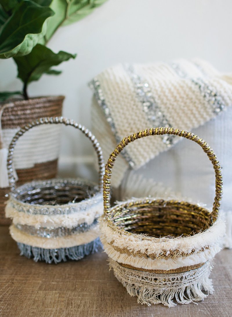DIY Feather Easter Baskets.