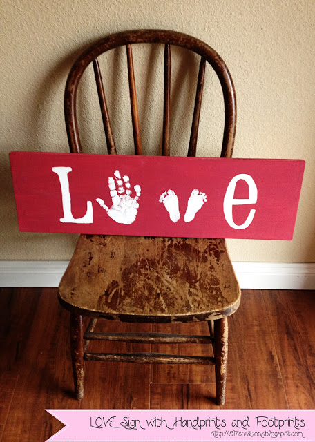 DIY Love Hand and Footprint Sign.