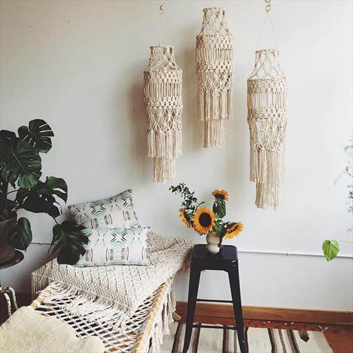 DIY Macrame Chandeliers.