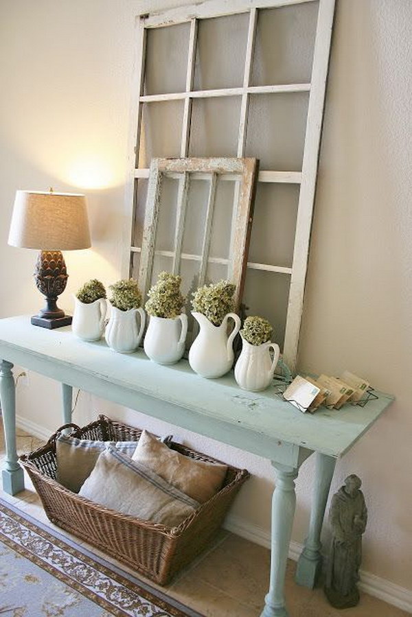 DIY Shabby Chic Entryway Table.