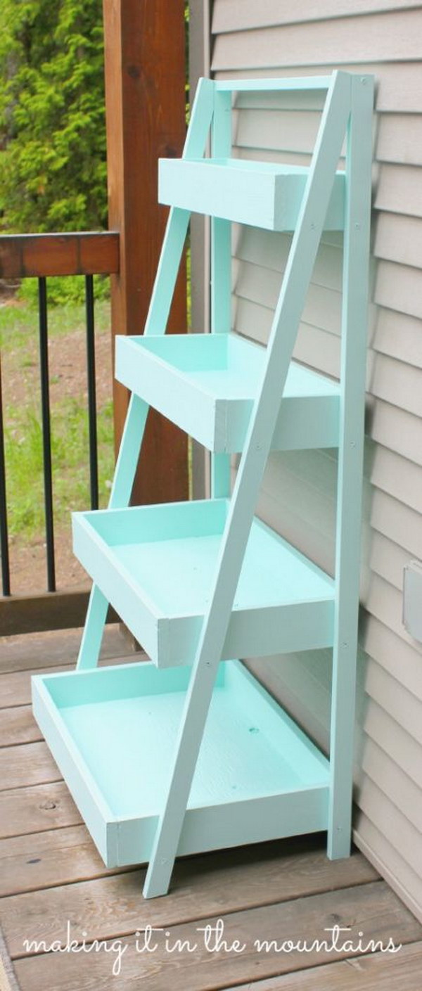 DIY Shabby Chic Ladder Shelf.
