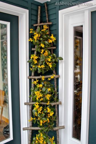 DIY Twig Ladder For Trellis.