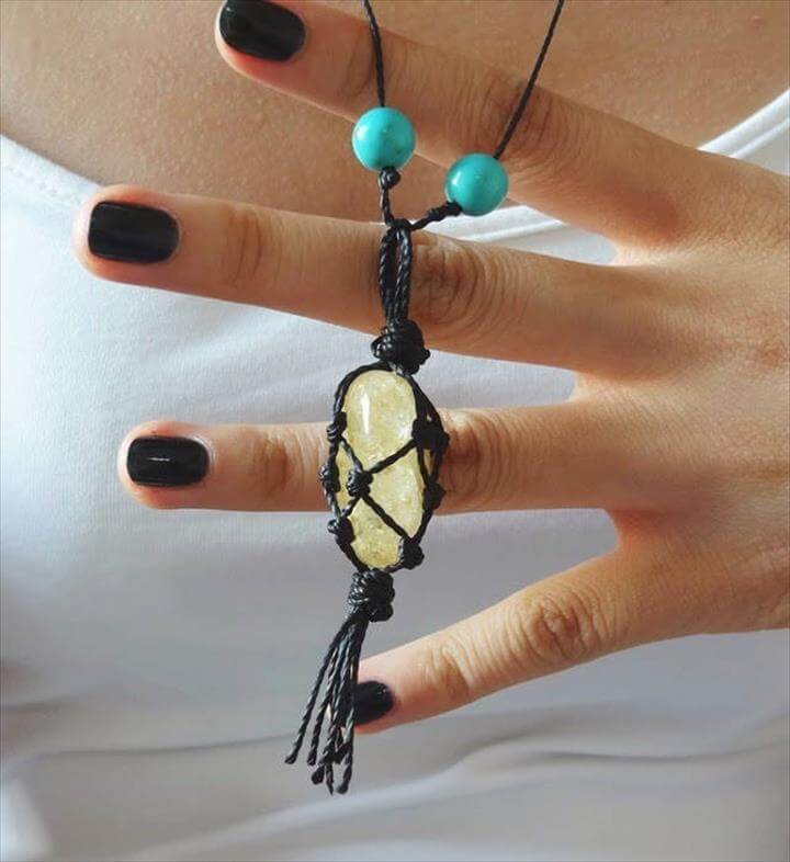 DIY Wrapped Stone Necklace.