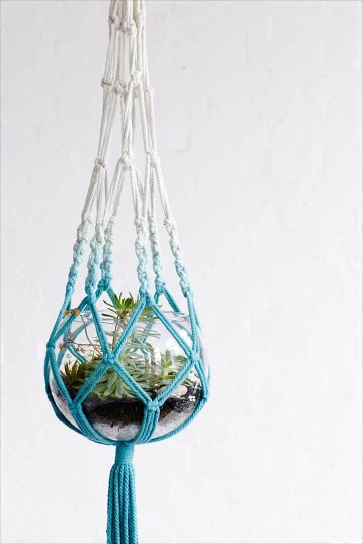 Dip Dyed Macrame Plant Hangers.