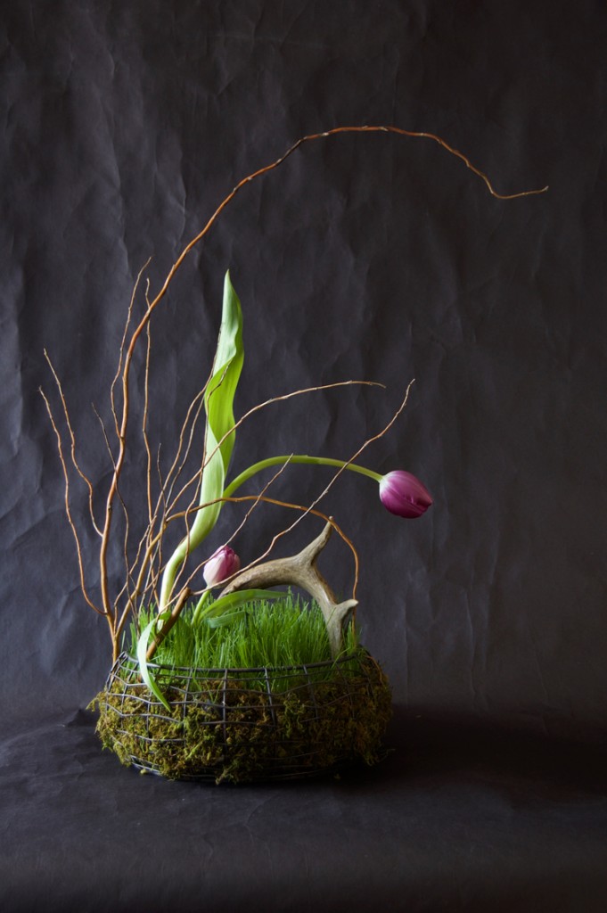 Easter Basket Filled With Real Grass.