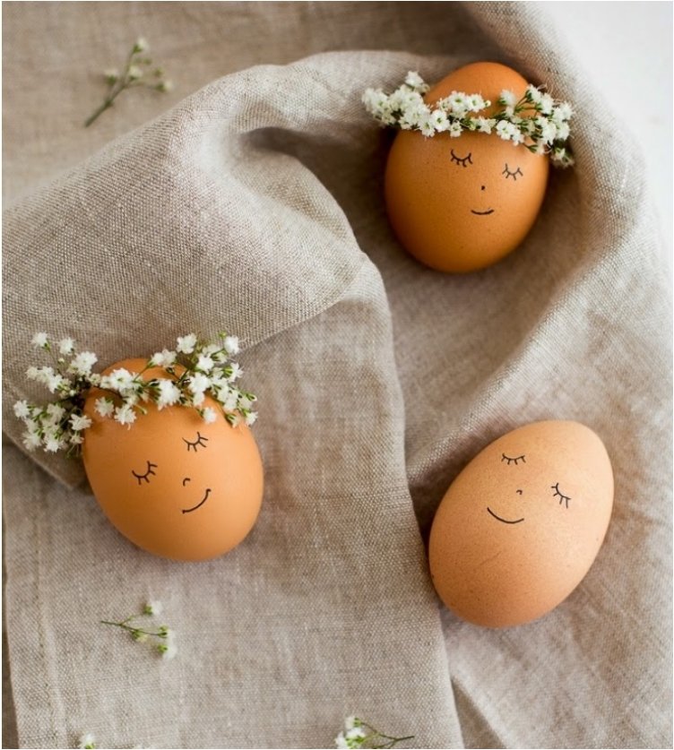 Floral Wreath Crowned Easter Eggs.