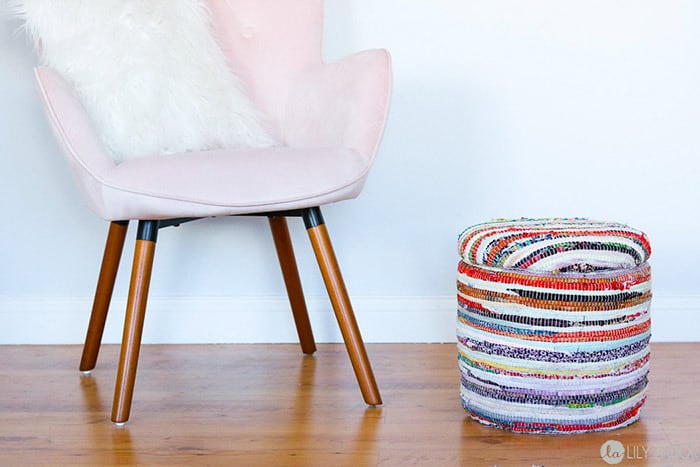 Footstool With Storage Using A Bucket.