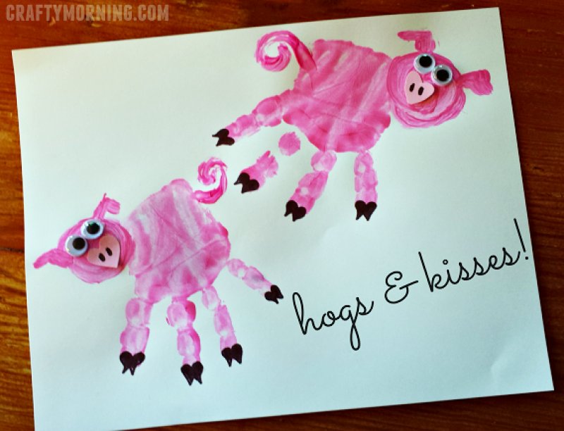 Handprint Pig Valentine Craft.
