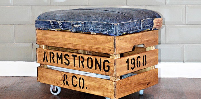 Ikea Hack Denim DIY Ottoman Crate With Storage.