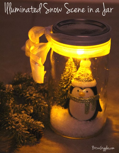 Illuminated Snow Scene in a Jar.