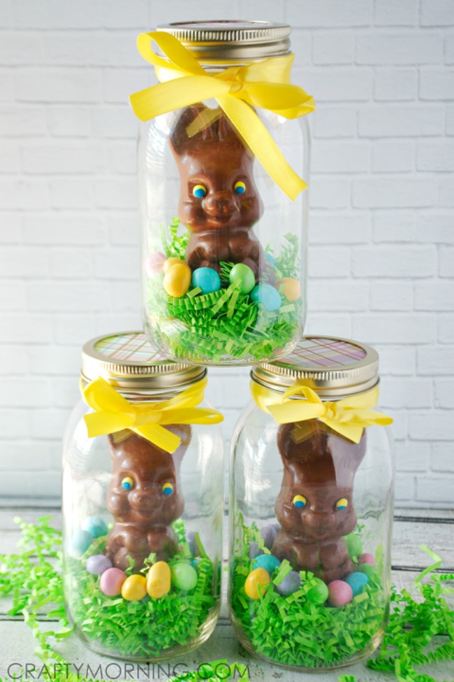 Mason Jar Chocolate Easter Bunny Gift.