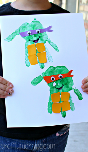 Ninja Turtle Handprint Crafts.