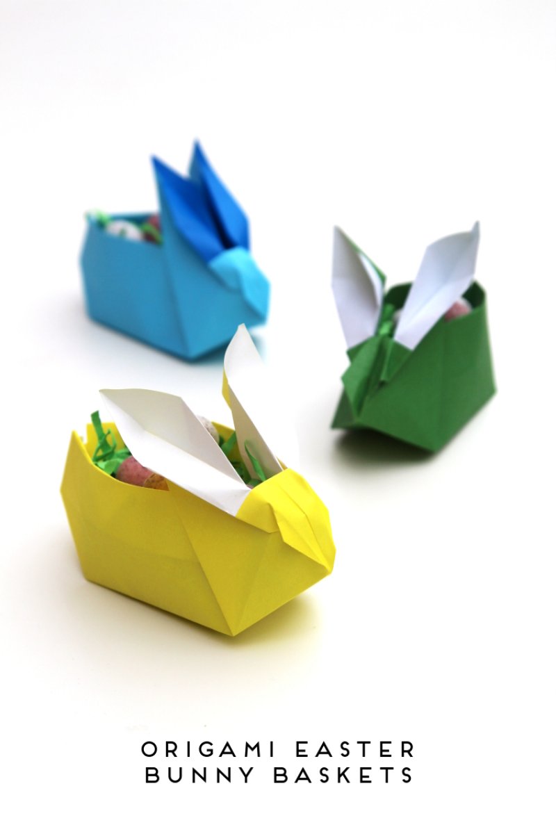 Origami Easter Bunny Baskets.