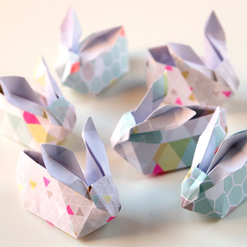 Origami Easter Bunny Baskets.