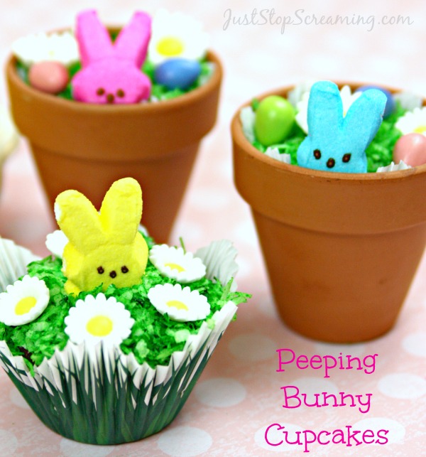 Peeping Bunny Cupcakes.