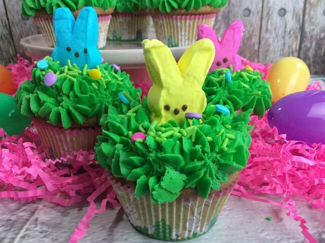 Peeps Easter Bunny Cupcakes.