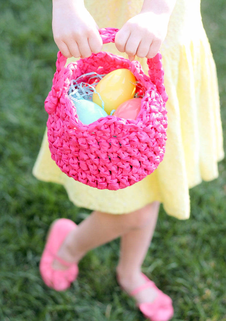 Plastic Crocheted Easter Basket.