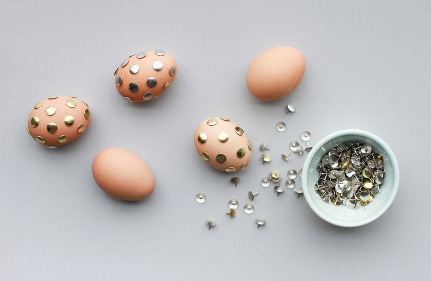 Polka Dot Thumb Tack Easter Eggs.