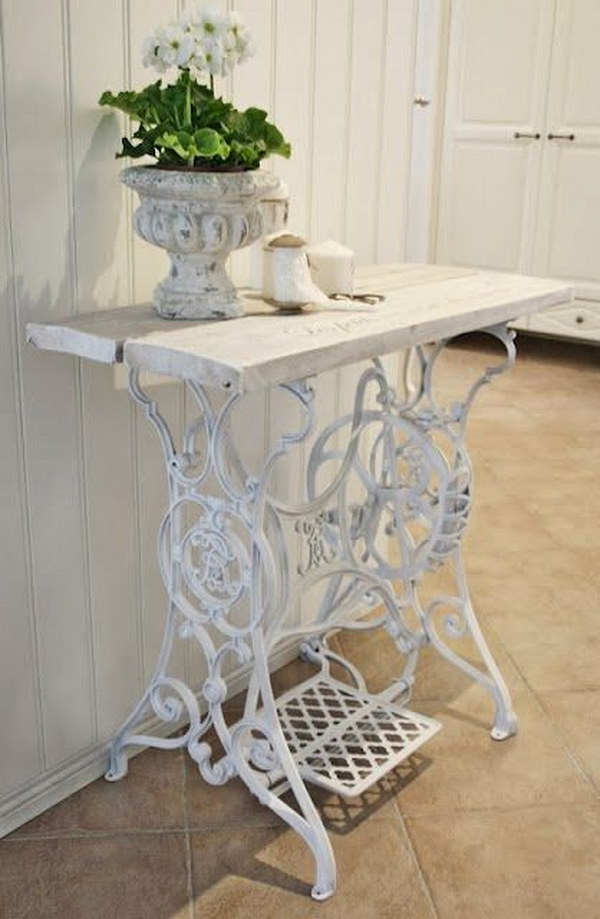Recycled Old Sewing Machine Table.