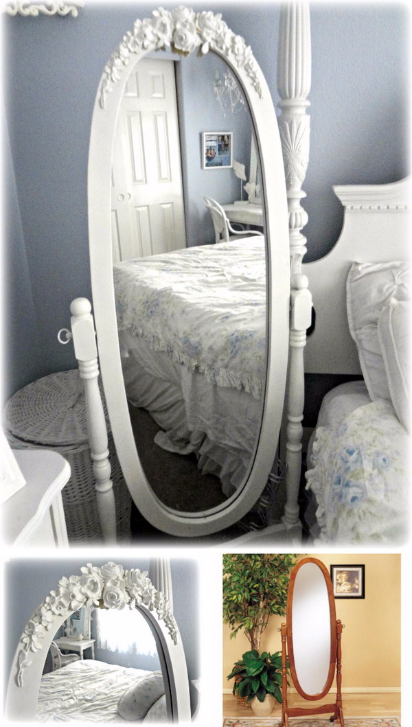 Shabby Chic Mirror Makeover Using Appliques and Paint.