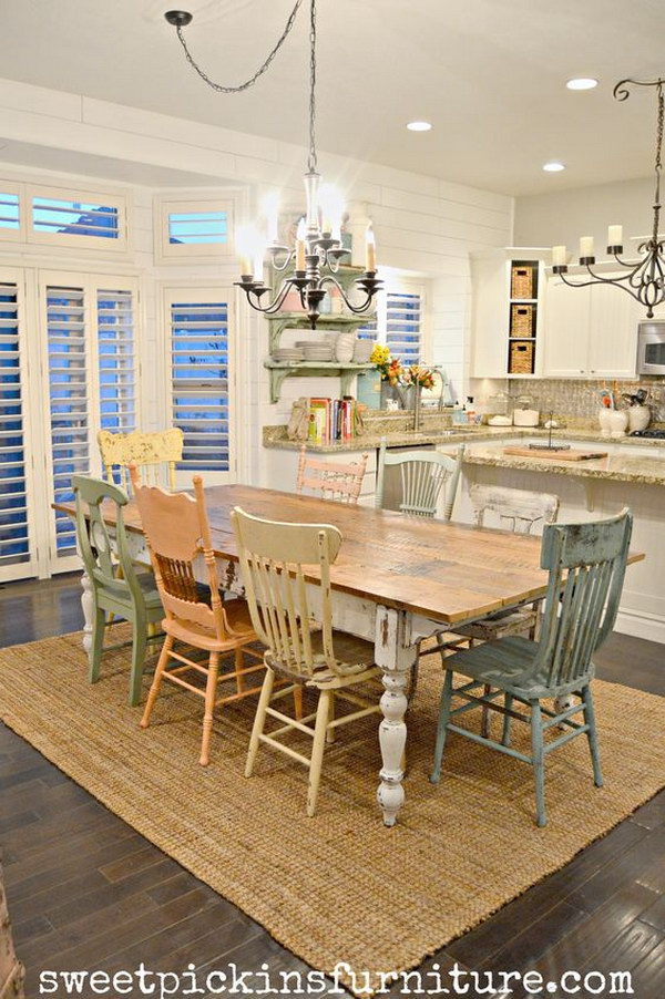 Shabby Chic Table And Mismatched Chairs.